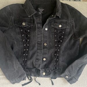 Forever 21 Charcoal Lace-Up Denim Jacket